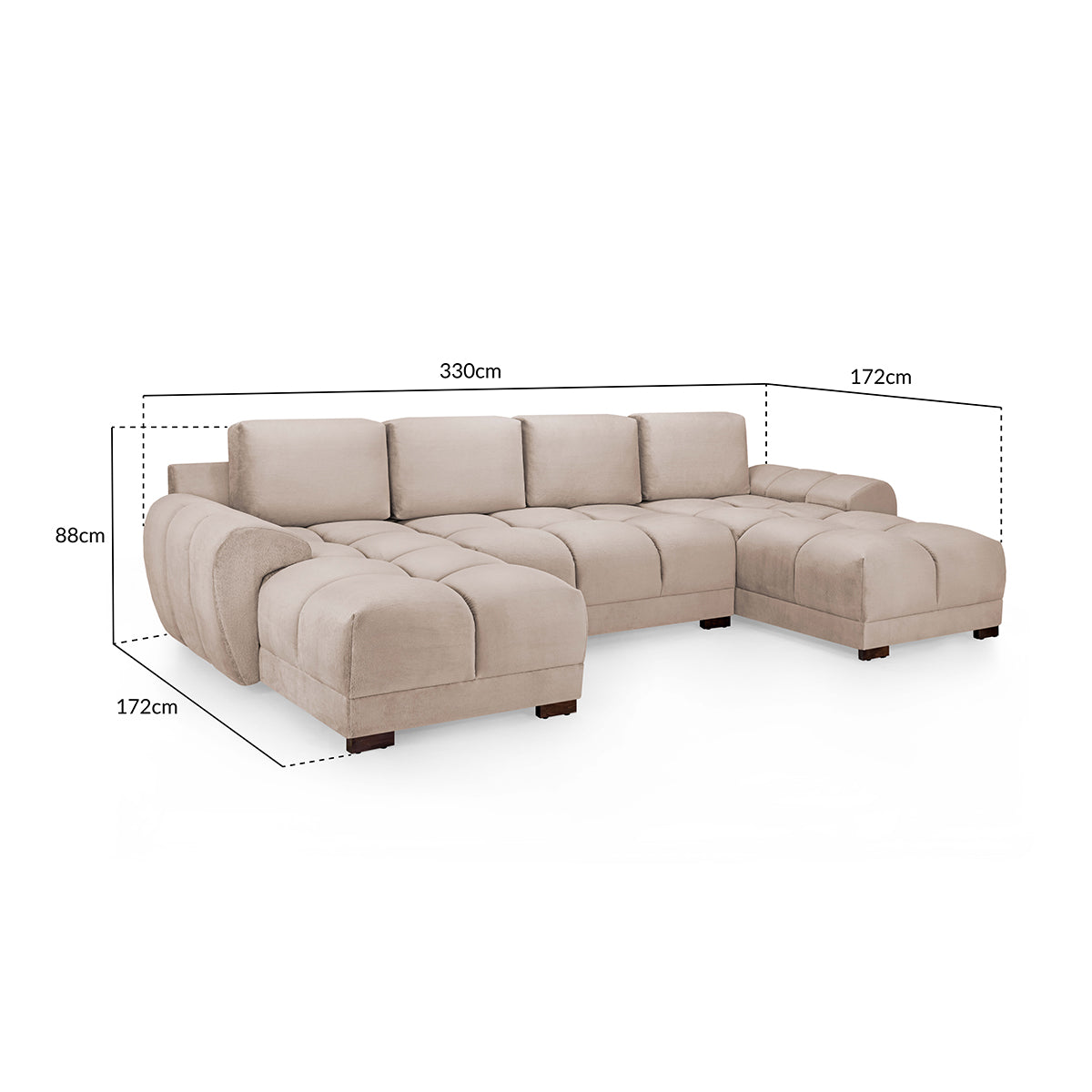 Velvet Corner Sofa in U Shape - Azzuro