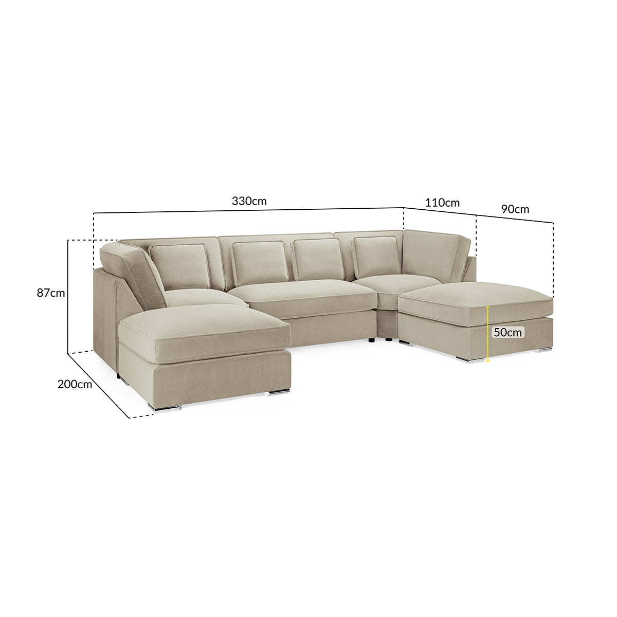 Velvet Corner Sofa in U Shape - Belgravia