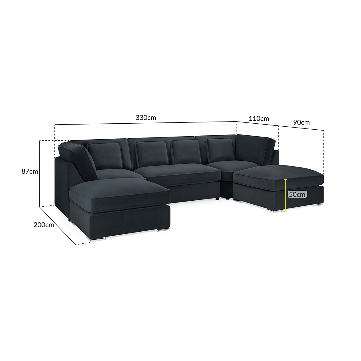 Velvet Corner Sofa in U Shape - Belgravia