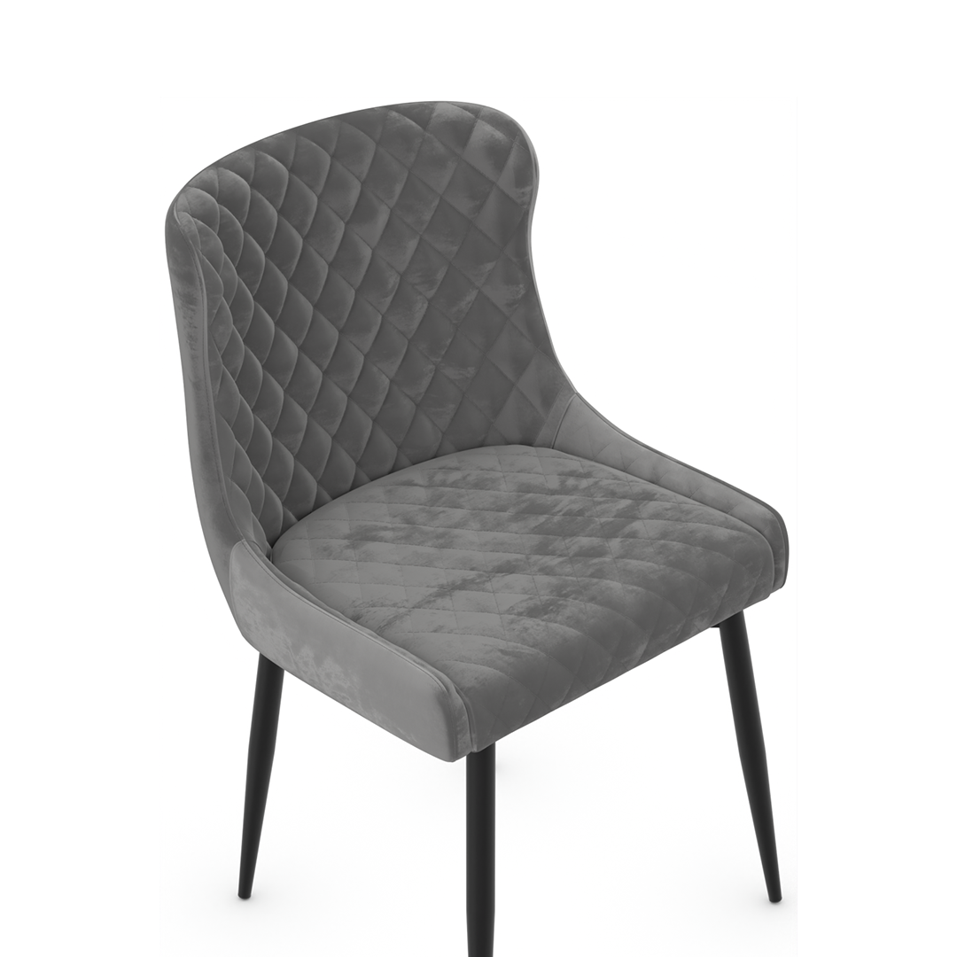 Velvet Dining Chair With Black Powder-Coated Metal Legs - Ryland