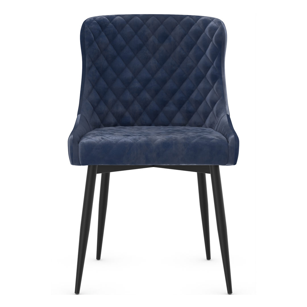 Velvet Dining Chair With Black Powder-Coated Metal Legs - Ryland