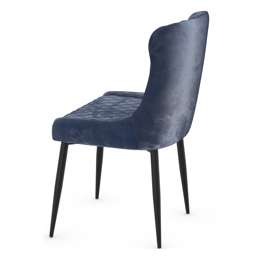 Velvet Dining Chair With Black Powder-Coated Metal Legs - Ryland