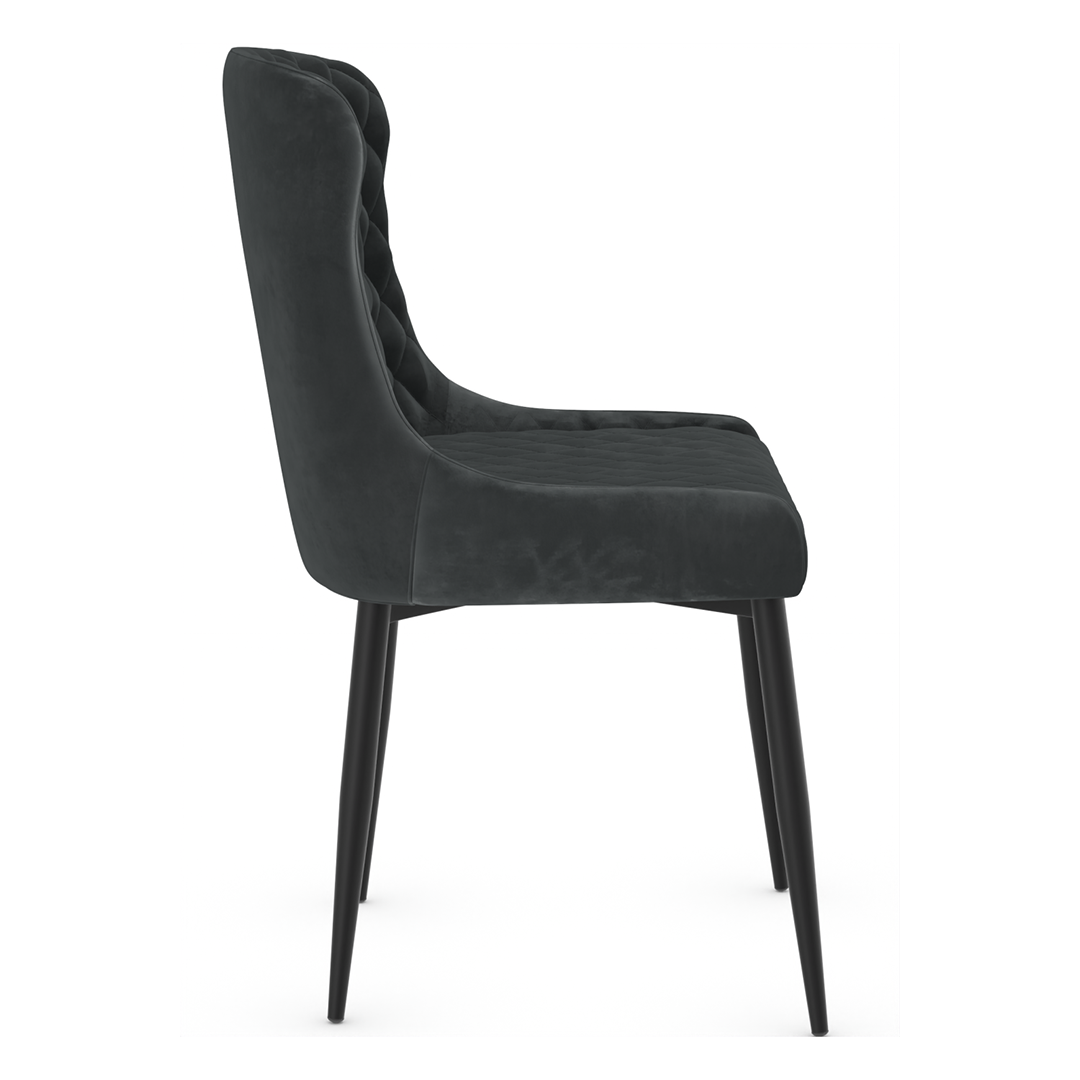 Velvet Dining Chair With Black Powder-Coated Metal Legs - Ryland