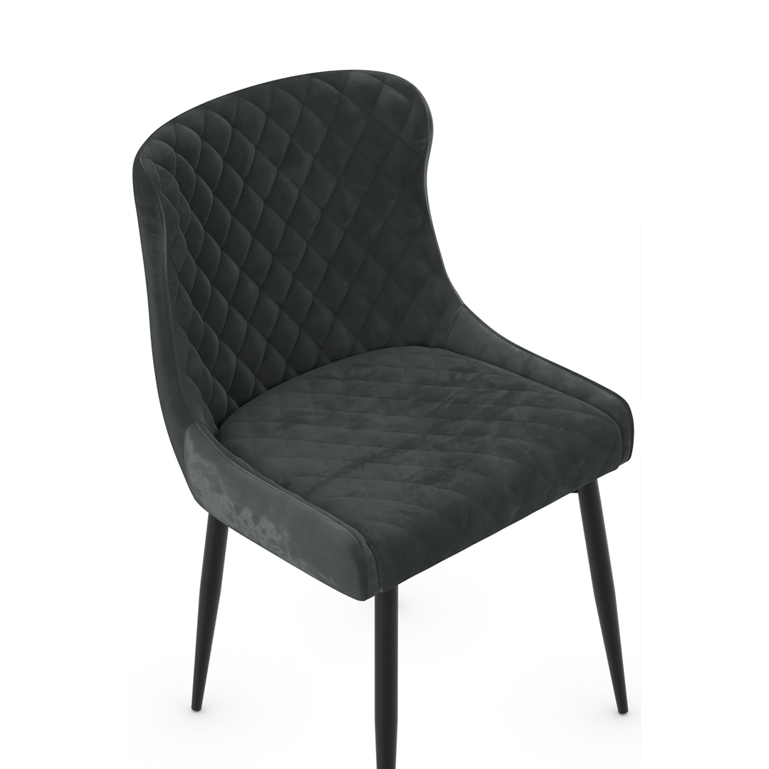 Velvet Dining Chair With Black Powder-Coated Metal Legs - Ryland