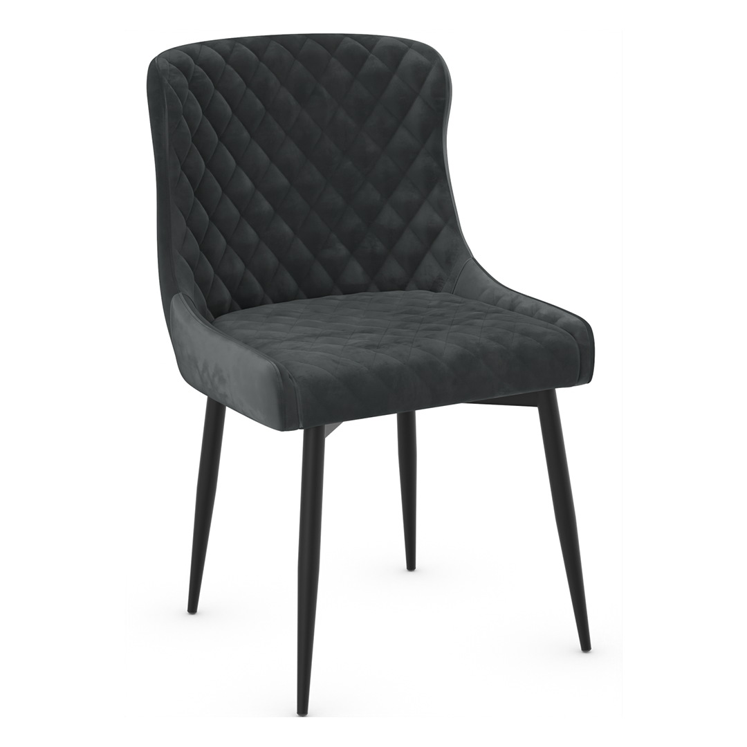 Velvet Dining Chair With Black Powder-Coated Metal Legs - Ryland