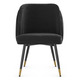 Velvet Dining Chair With Black Slim Metal Legs - Aberley