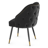 Velvet Dining Chair With Black Slim Metal Legs - Aberley