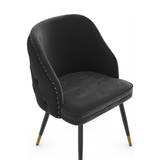 Velvet Dining Chair With Black Slim Metal Legs - Aberley
