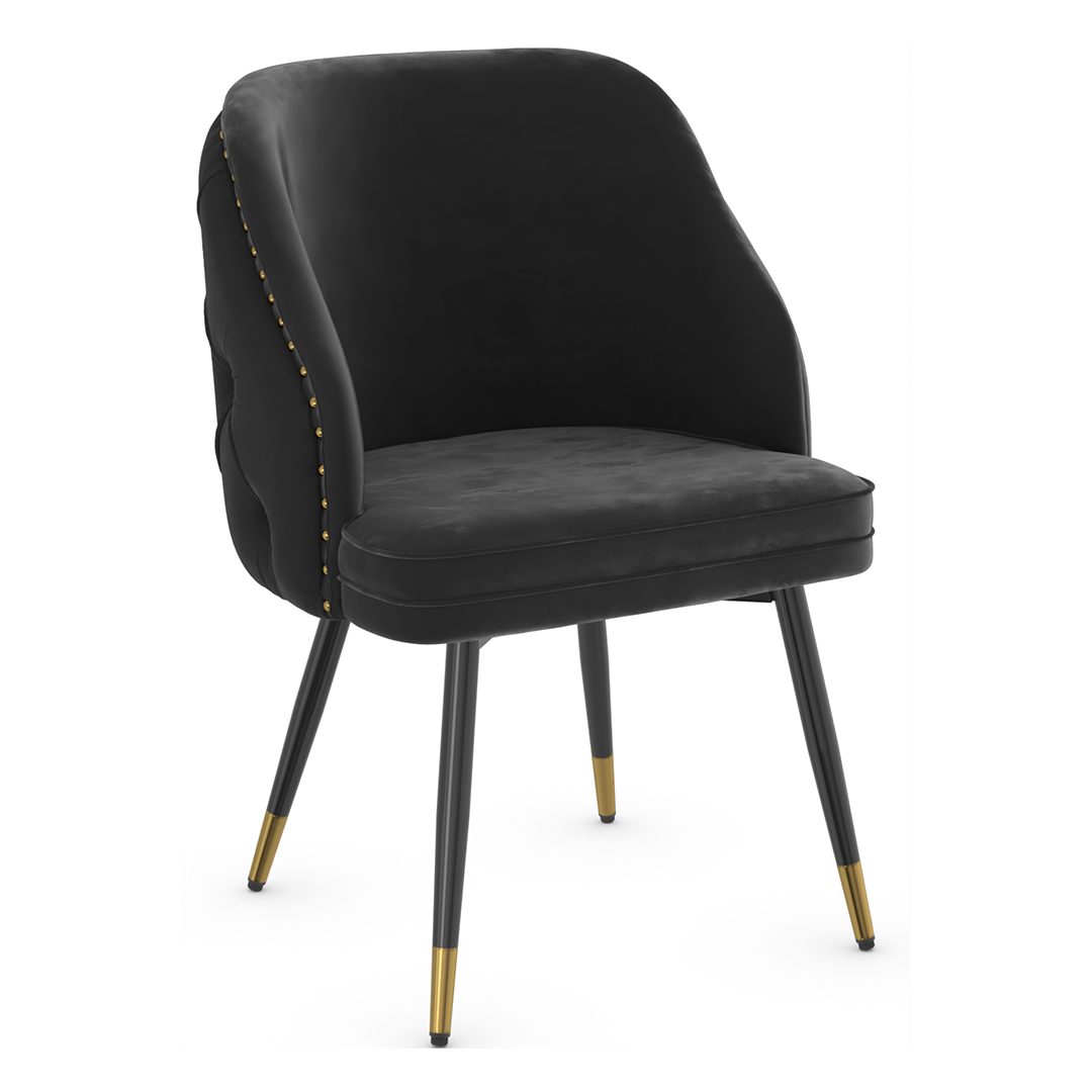 Velvet Dining Chair With Black Slim Metal Legs - Aberley