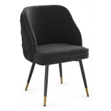 Velvet Dining Chair With Black Slim Metal Legs - Aberley