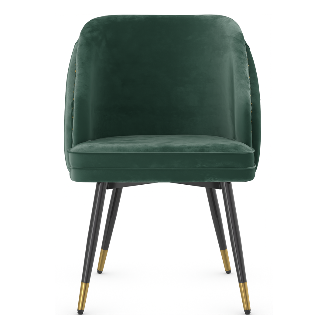 Velvet Dining Chair With Black Slim Metal Legs - Aberley