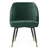 Velvet Dining Chair With Black Slim Metal Legs - Aberley