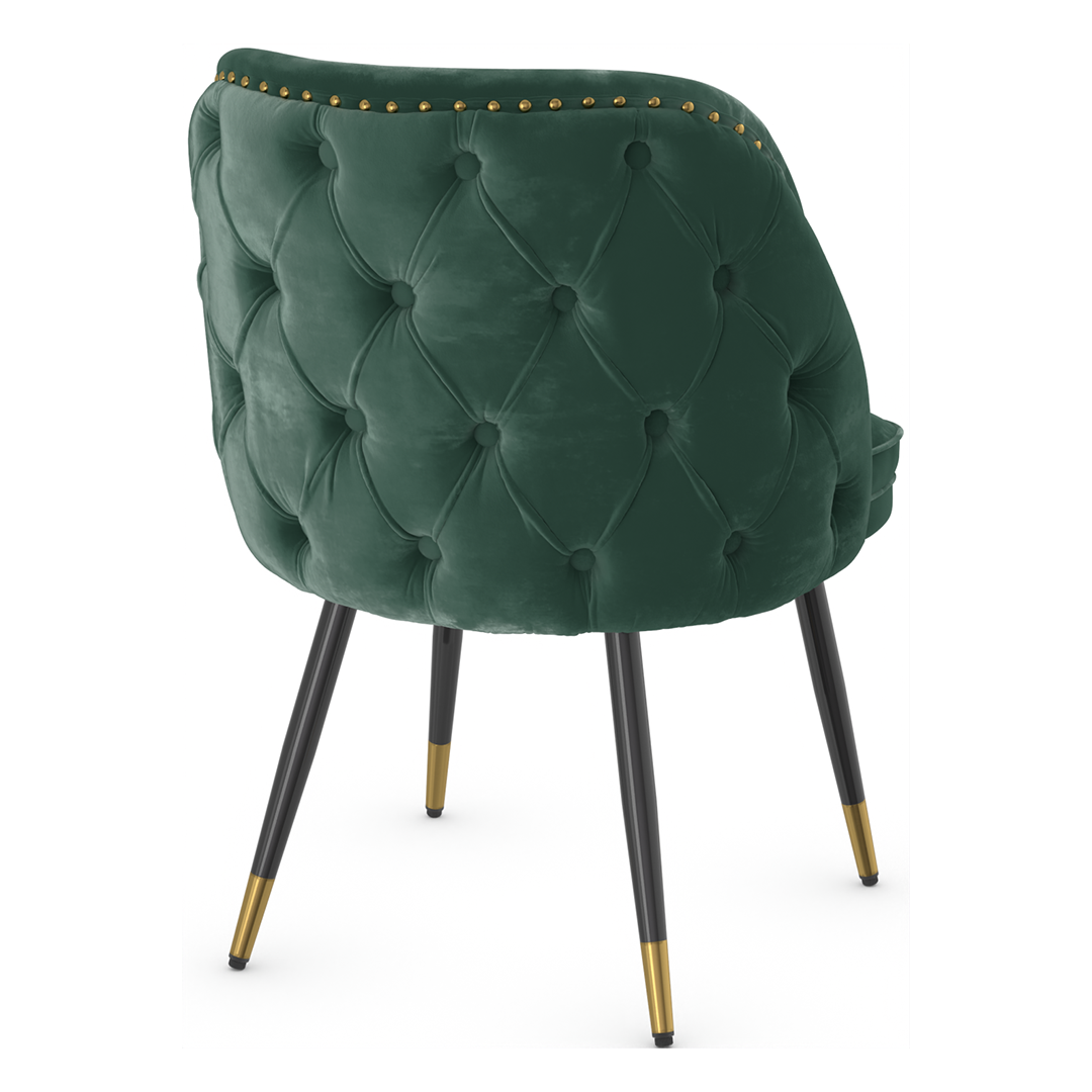 Velvet Dining Chair With Black Slim Metal Legs - Aberley