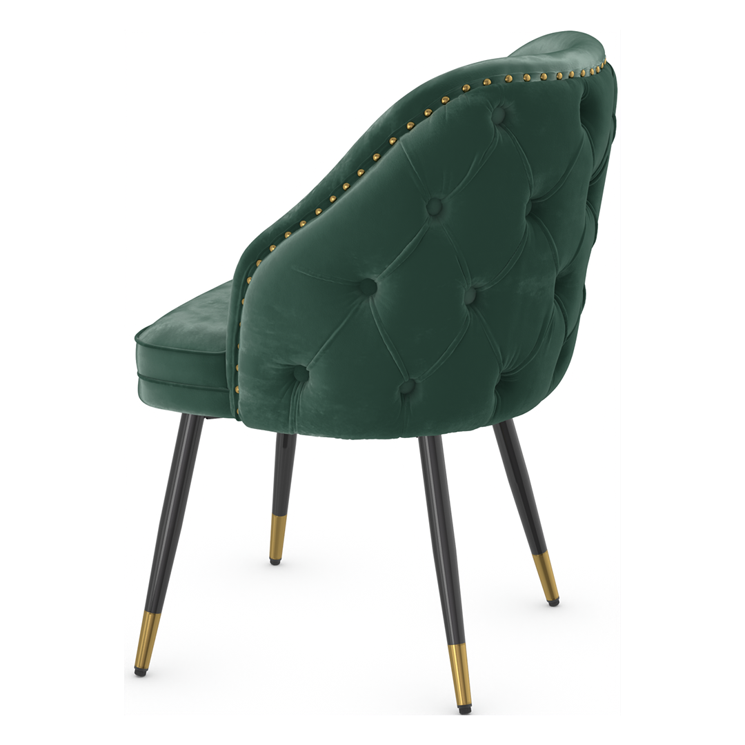 Velvet Dining Chair With Black Slim Metal Legs - Aberley
