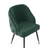 Velvet Dining Chair With Black Slim Metal Legs - Aberley