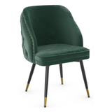 Velvet Dining Chair With Black Slim Metal Legs - Aberley