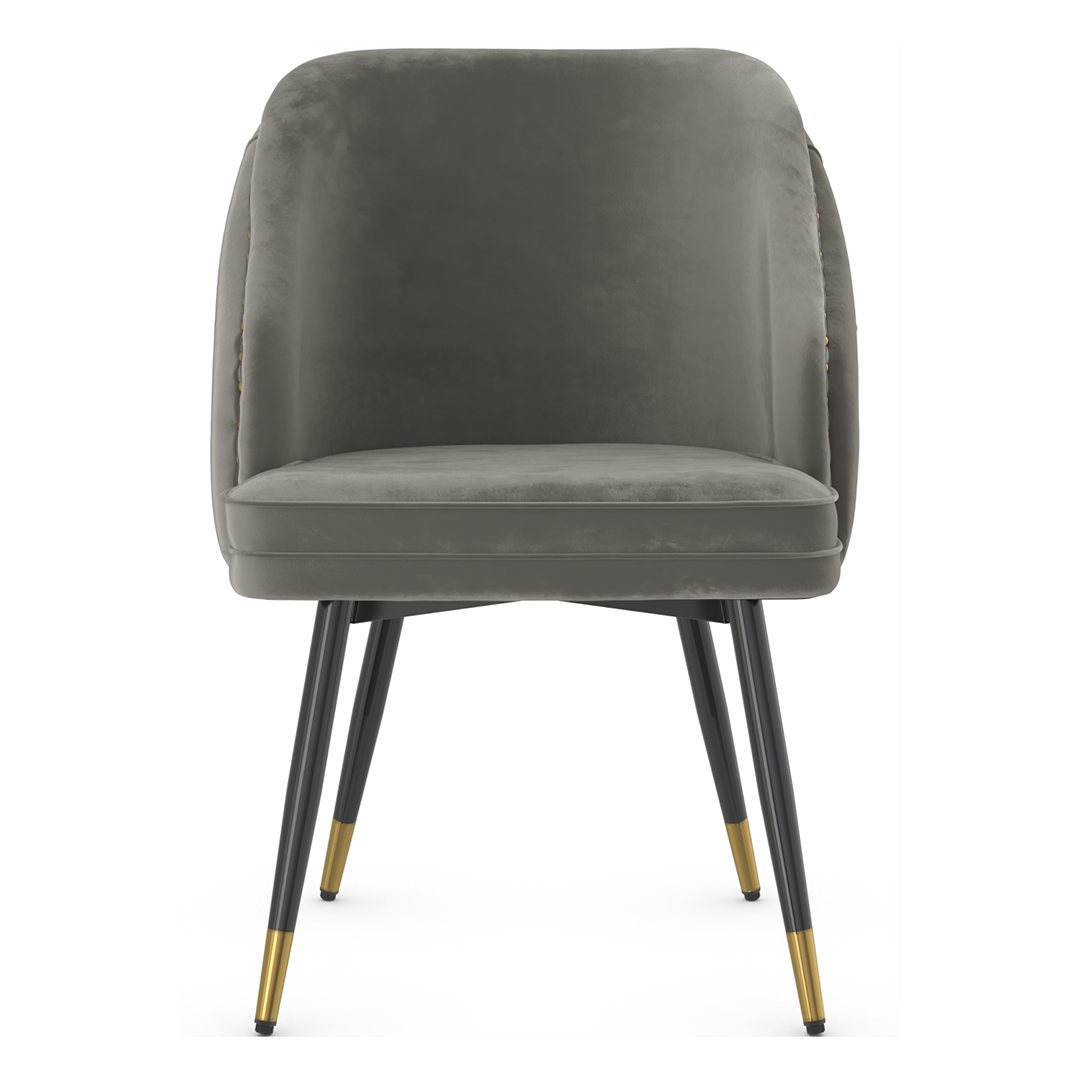 Velvet Dining Chair With Black Slim Metal Legs - Aberley
