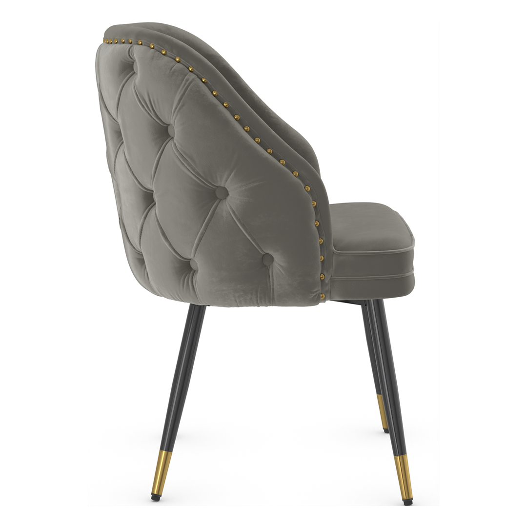 Velvet Dining Chair With Black Slim Metal Legs - Aberley