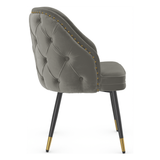 Velvet Dining Chair With Black Slim Metal Legs - Aberley