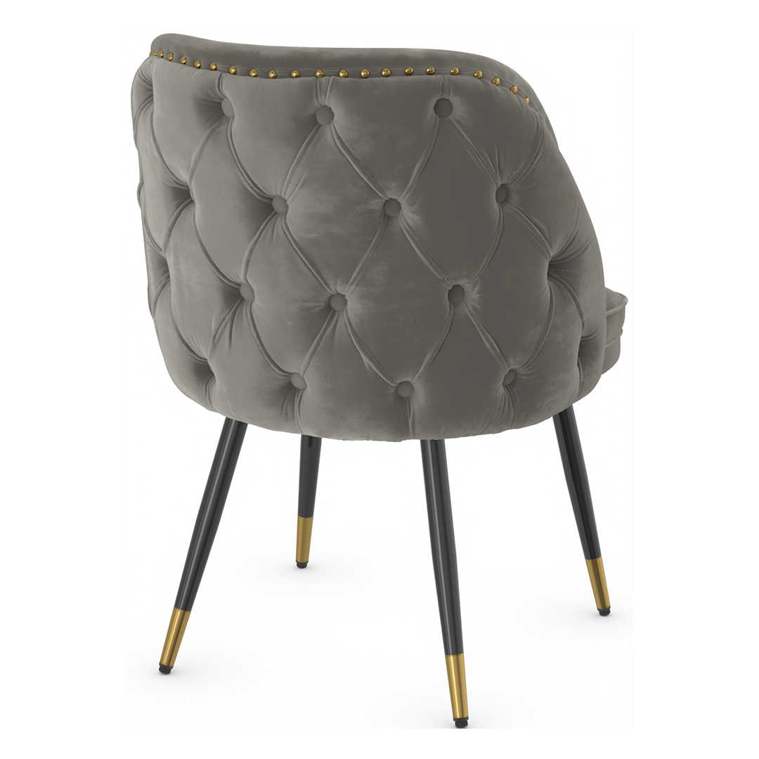 Velvet Dining Chair With Black Slim Metal Legs - Aberley