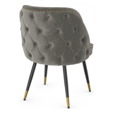 Velvet Dining Chair With Black Slim Metal Legs - Aberley