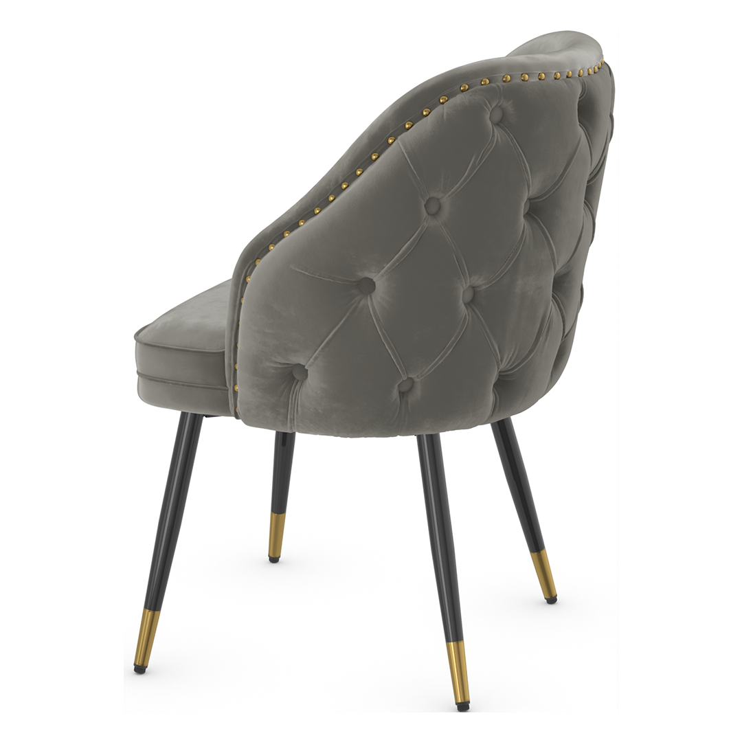 Velvet Dining Chair With Black Slim Metal Legs - Aberley