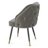 Velvet Dining Chair With Black Slim Metal Legs - Aberley