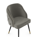 Velvet Dining Chair With Black Slim Metal Legs - Aberley