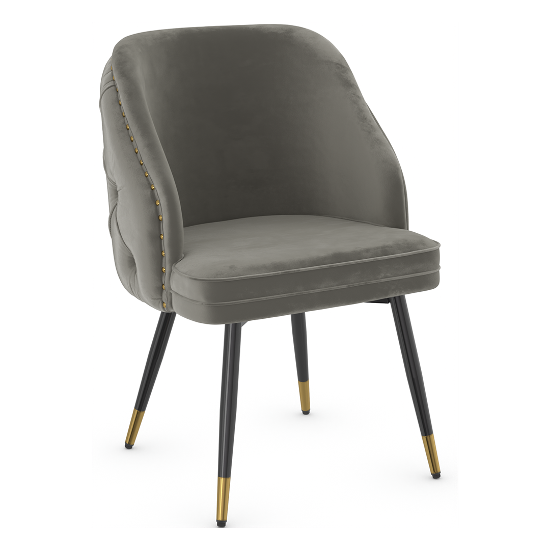 Velvet Dining Chair With Black Slim Metal Legs - Aberley