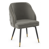 Velvet Dining Chair With Black Slim Metal Legs - Aberley
