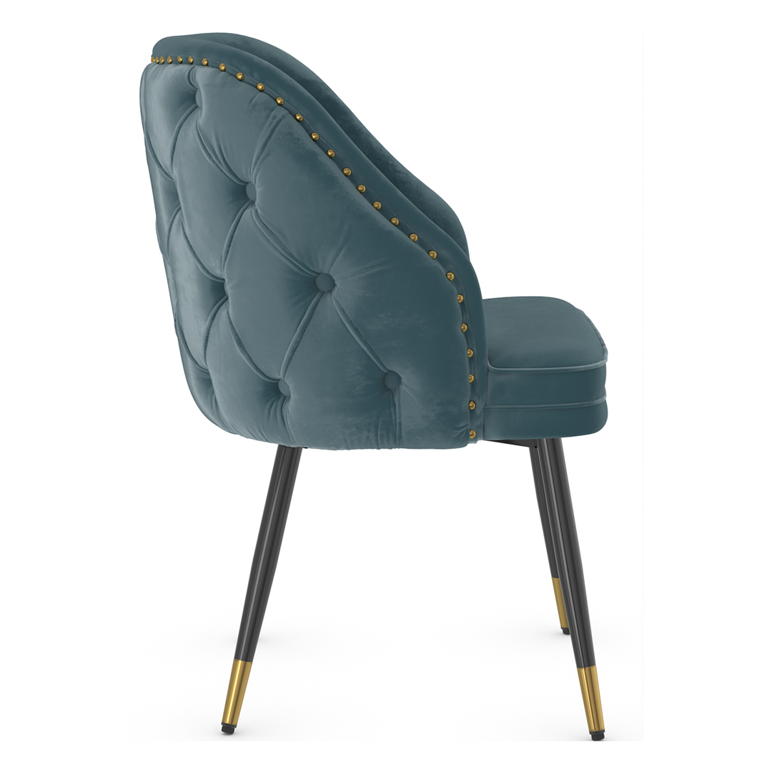 Velvet Dining Chair With Black Slim Metal Legs - Aberley