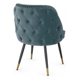 Velvet Dining Chair With Black Slim Metal Legs - Aberley