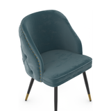 Velvet Dining Chair With Black Slim Metal Legs - Aberley