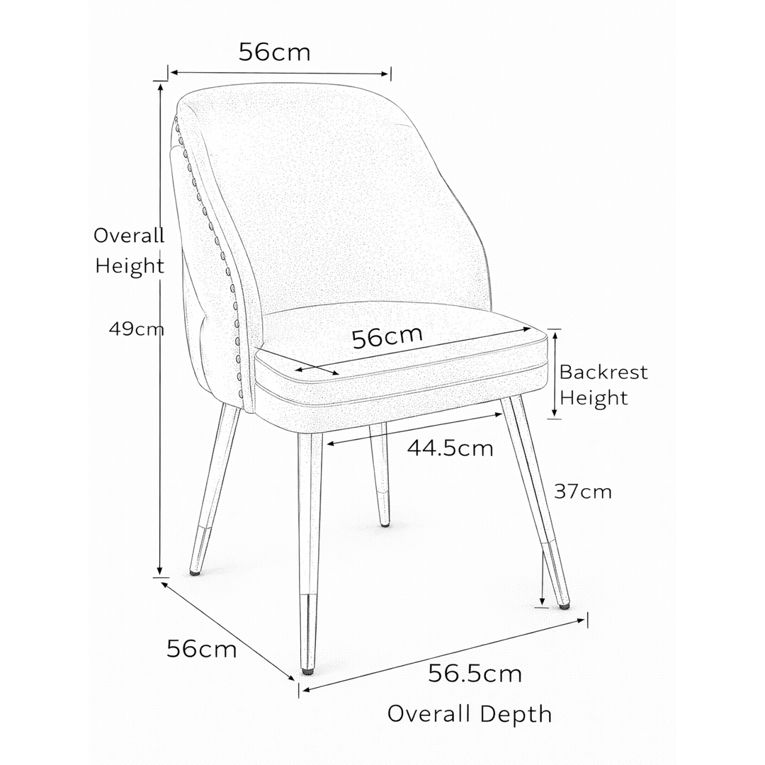 Velvet Dining Chair With Black Slim Metal Legs - Aberley