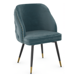 Velvet Dining Chair With Black Slim Metal Legs - Aberley