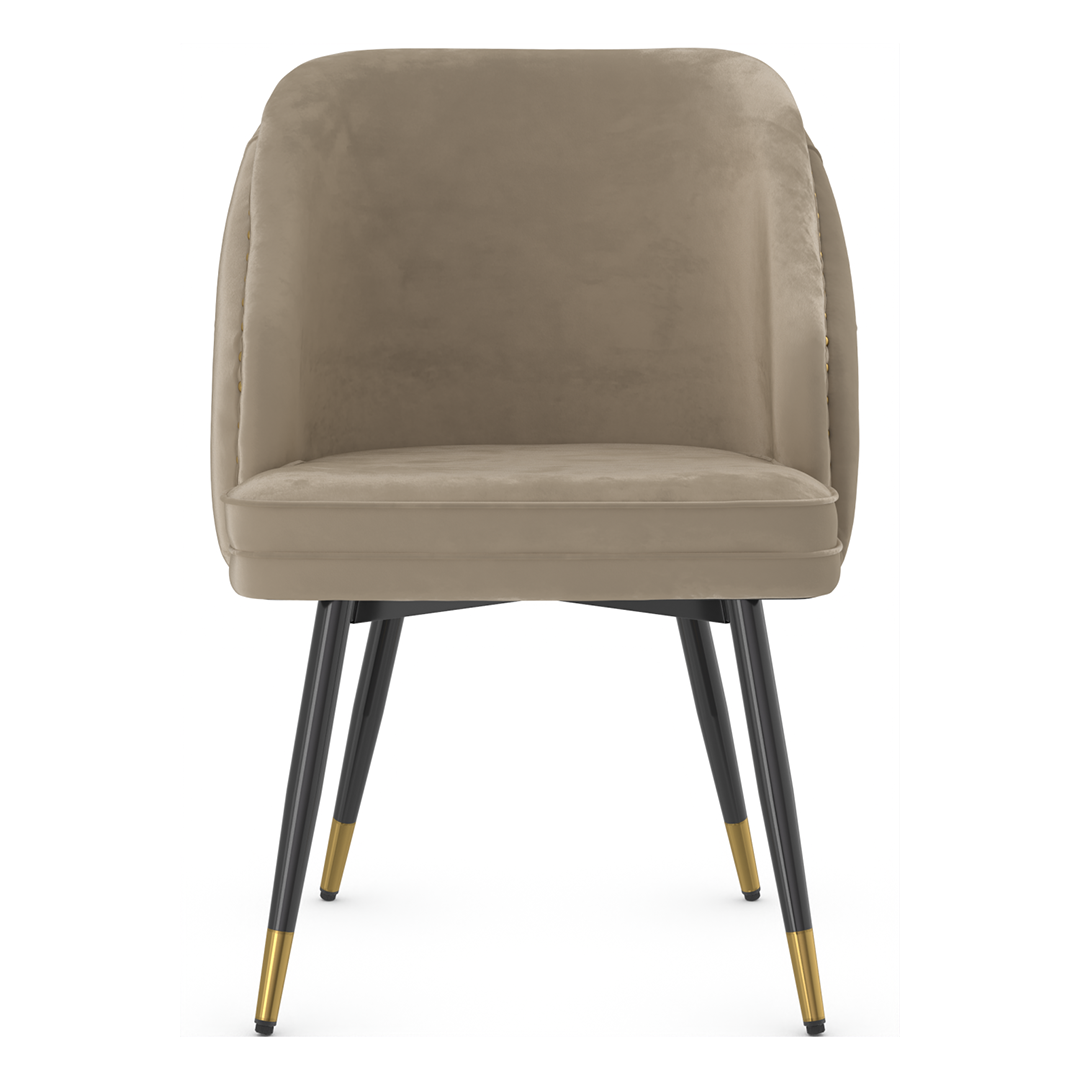 Velvet Dining Chair With Black Slim Metal Legs - Aberley