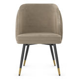 Velvet Dining Chair With Black Slim Metal Legs - Aberley