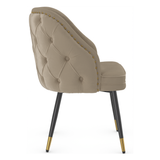 Velvet Dining Chair With Black Slim Metal Legs - Aberley