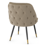 Velvet Dining Chair With Black Slim Metal Legs - Aberley