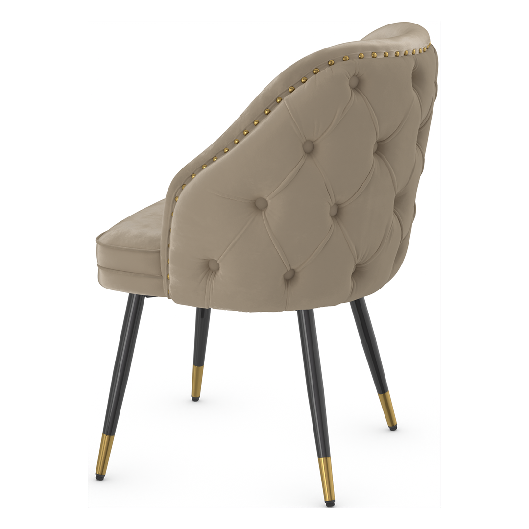 Velvet Dining Chair With Black Slim Metal Legs - Aberley