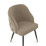 Velvet Dining Chair With Black Slim Metal Legs - Aberley