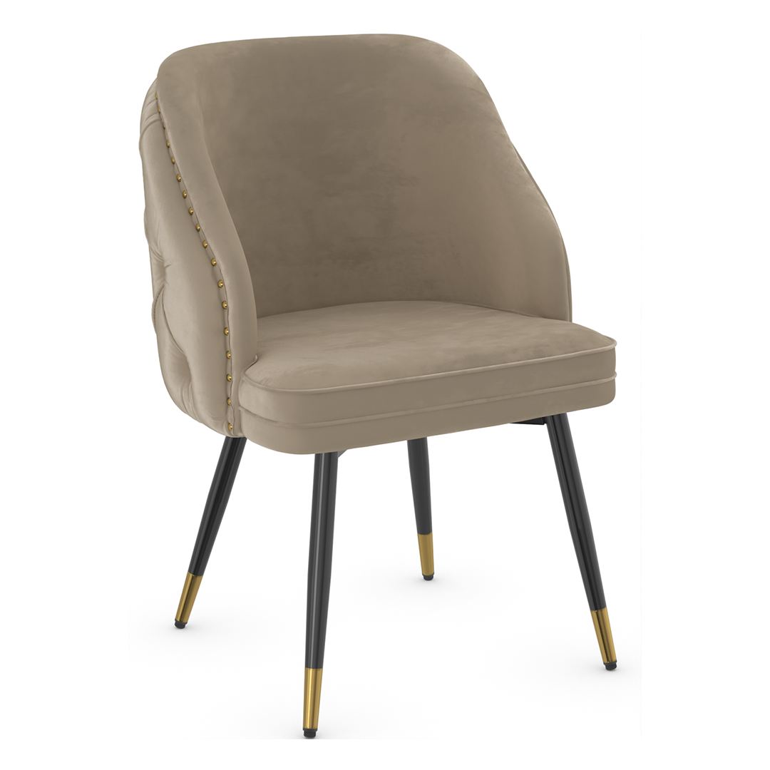 Velvet Dining Chair With Black Slim Metal Legs - Aberley