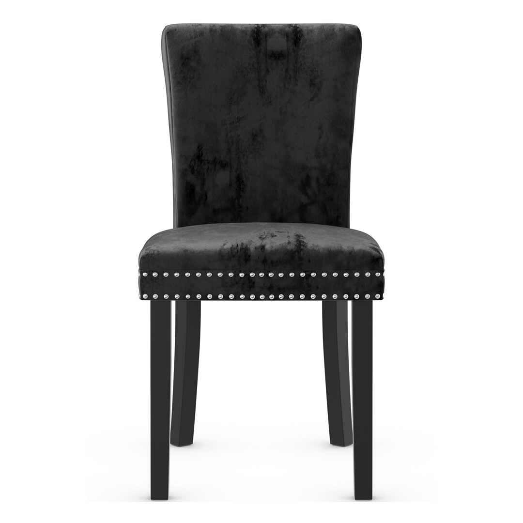 Velvet Dining Chair With Black Wooden Legs - Stanhope