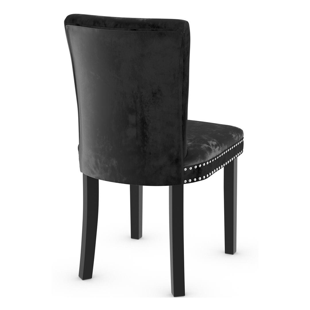 Velvet Dining Chair With Black Wooden Legs - Stanhope