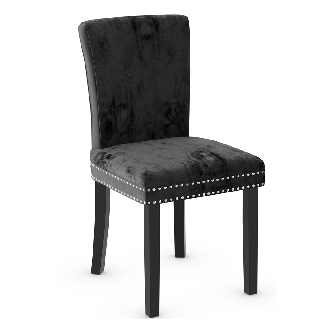 Velvet Dining Chair With Black Wooden Legs - Stanhope