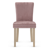 Velvet Dining Chair With Oak Wooden Legs - Stanhope