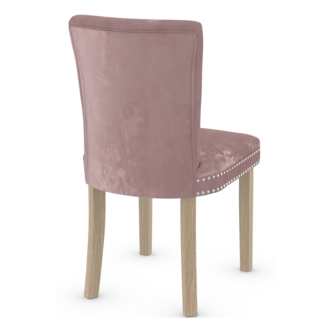 Velvet Dining Chair With Oak Wooden Legs - Stanhope