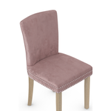 Velvet Dining Chair With Oak Wooden Legs - Stanhope