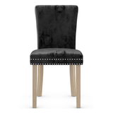 Velvet Dining Chair With Oak Wooden Legs - Stanhope