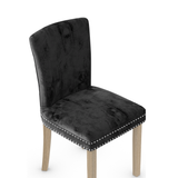 Velvet Dining Chair With Oak Wooden Legs - Stanhope